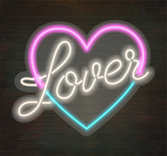 Lover Neon Heart Sign – Romantic LED Wall Décor for Aesthetic Spaces