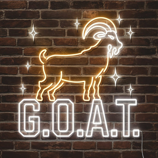 G.O.A.T Neon Sign with Goat Illustration – High-Impact Motivational Wall Light