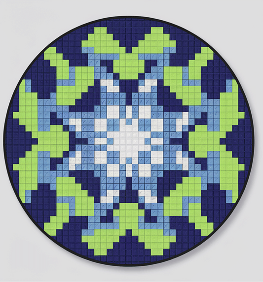 Pixel Art Mosaic Coaster – Blue Geometric Design