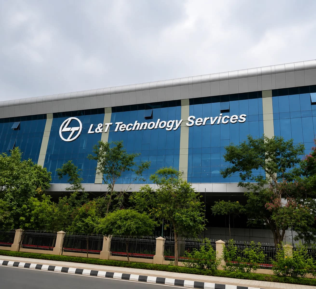 L&T Technology Services sign on a glass office building