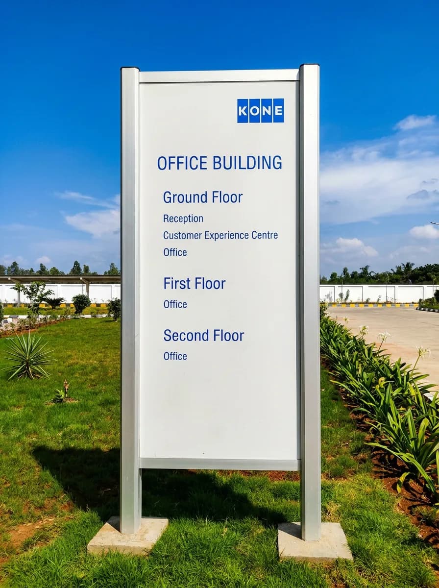 KONE corporate campus wayfinding directory pylon