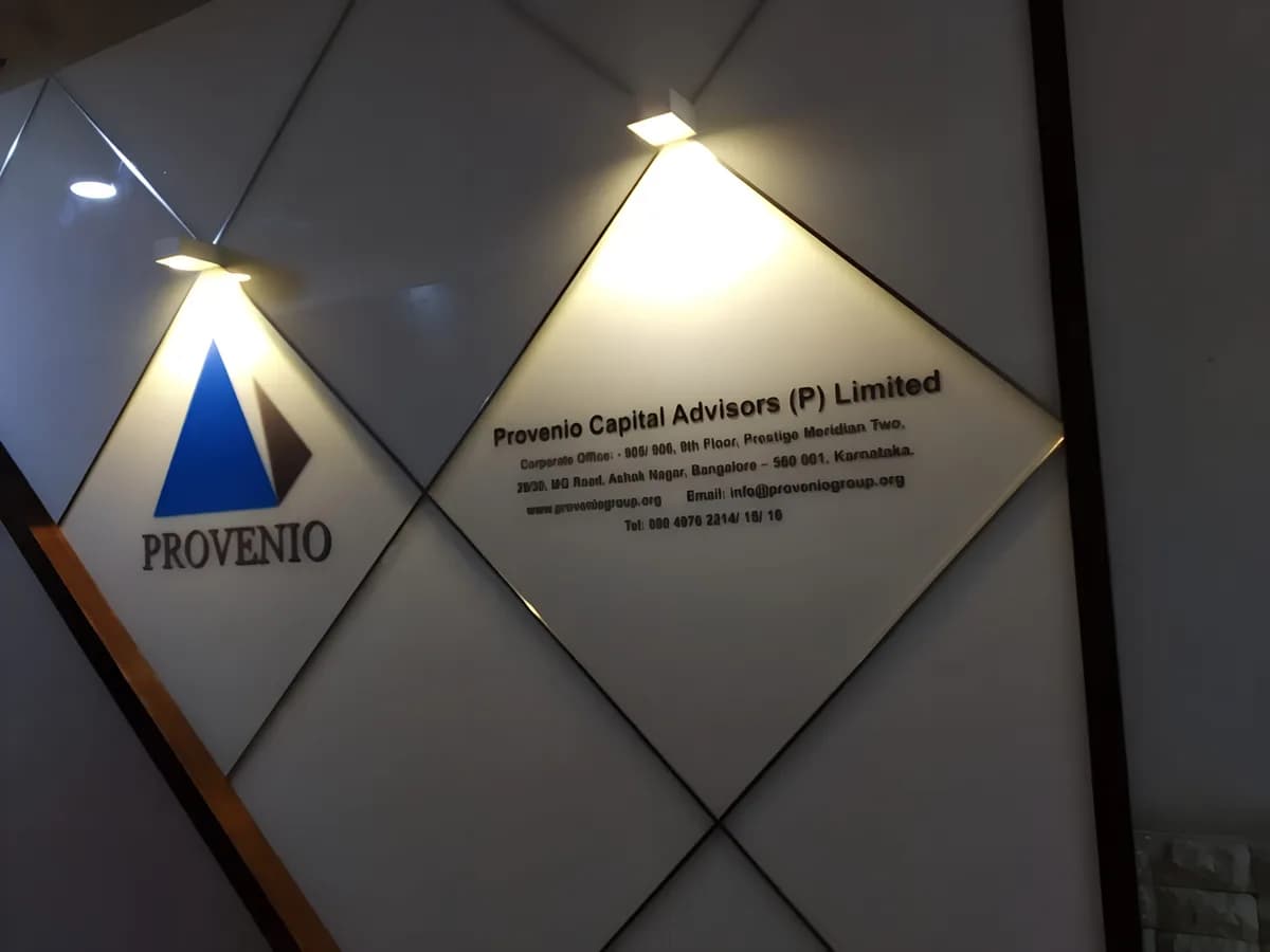 Provenio Capital Advisors backlit reception identity sign