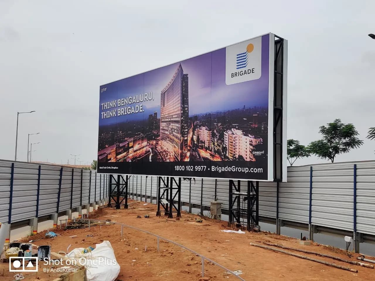 Brigade site hoarding on steel legs: Think Bengaluru, Think Brigade