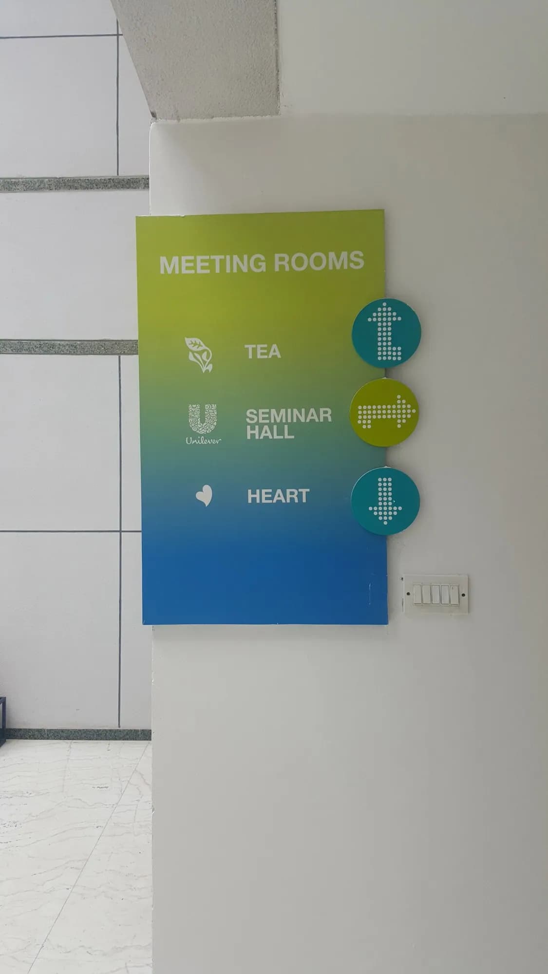 Meeting rooms directional sign at Unilever