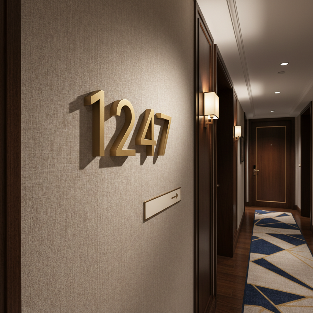 3D Room Number Signage – Luxe Brass Finish (Customizable)