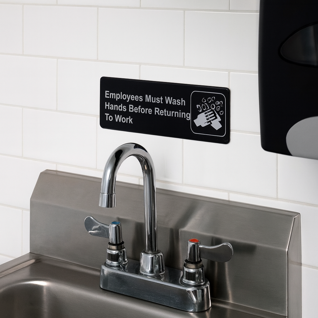 Hand Wash Reminder Sign – Employees Must Wash Hands Before Returning to Work