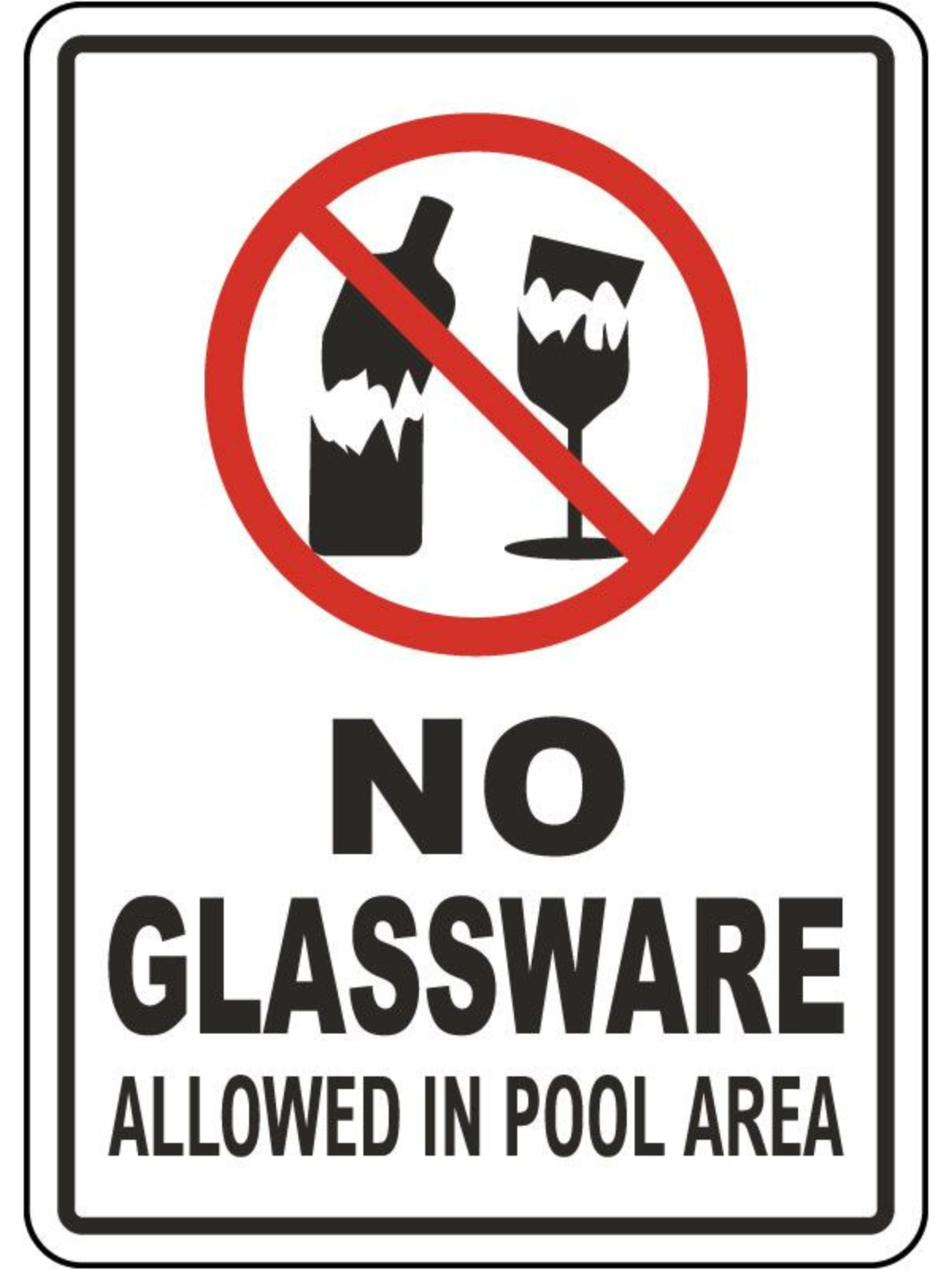 No Glassware Sign