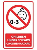 Children under 3 Choking Hazard Sign