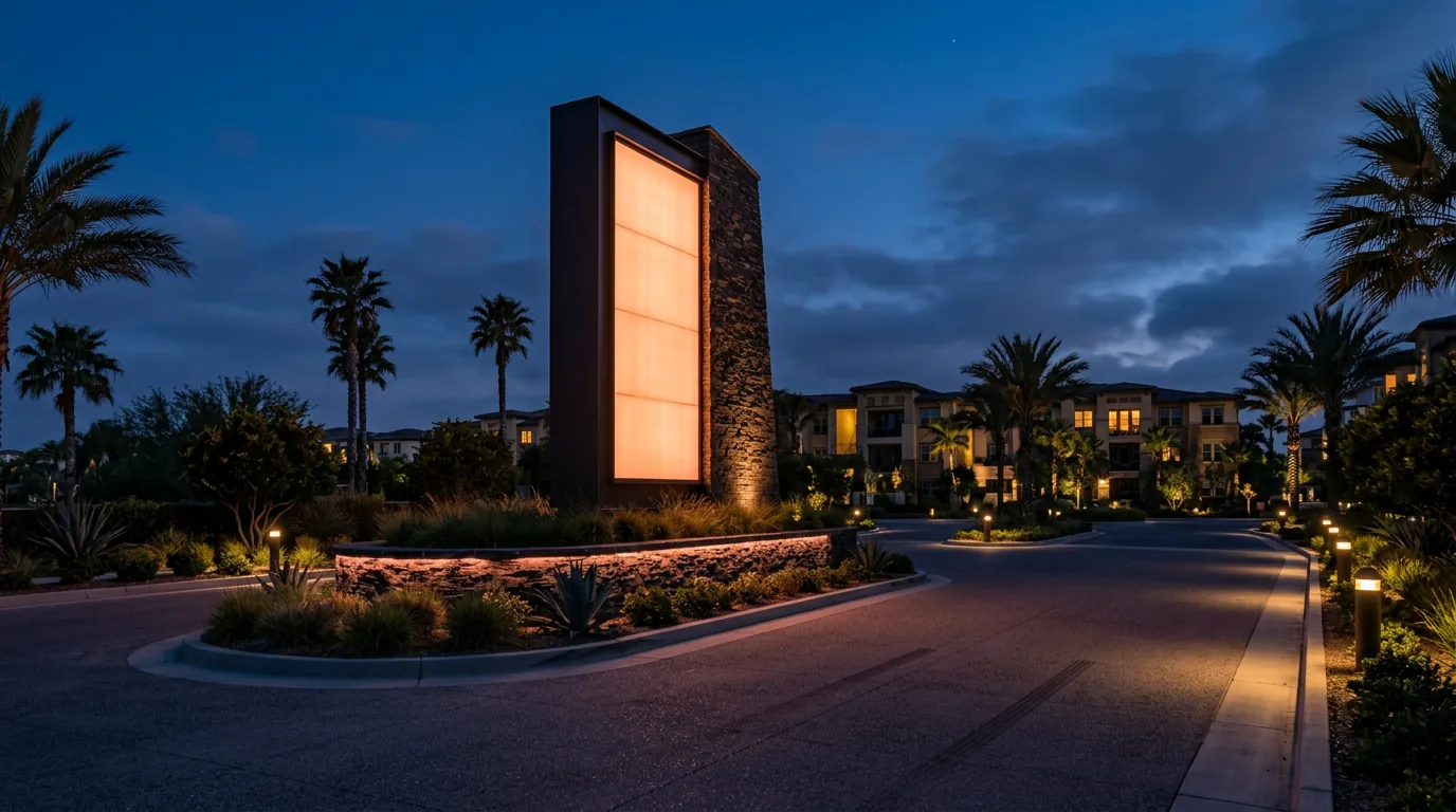 A development with its identity and lighting switched on