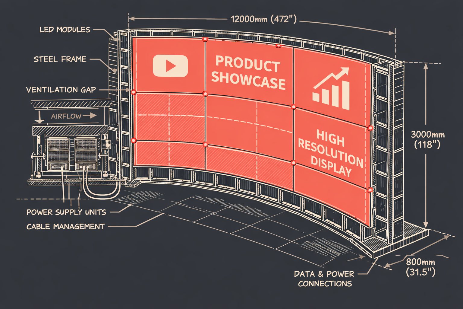 Indoor LED video wall playing brand content